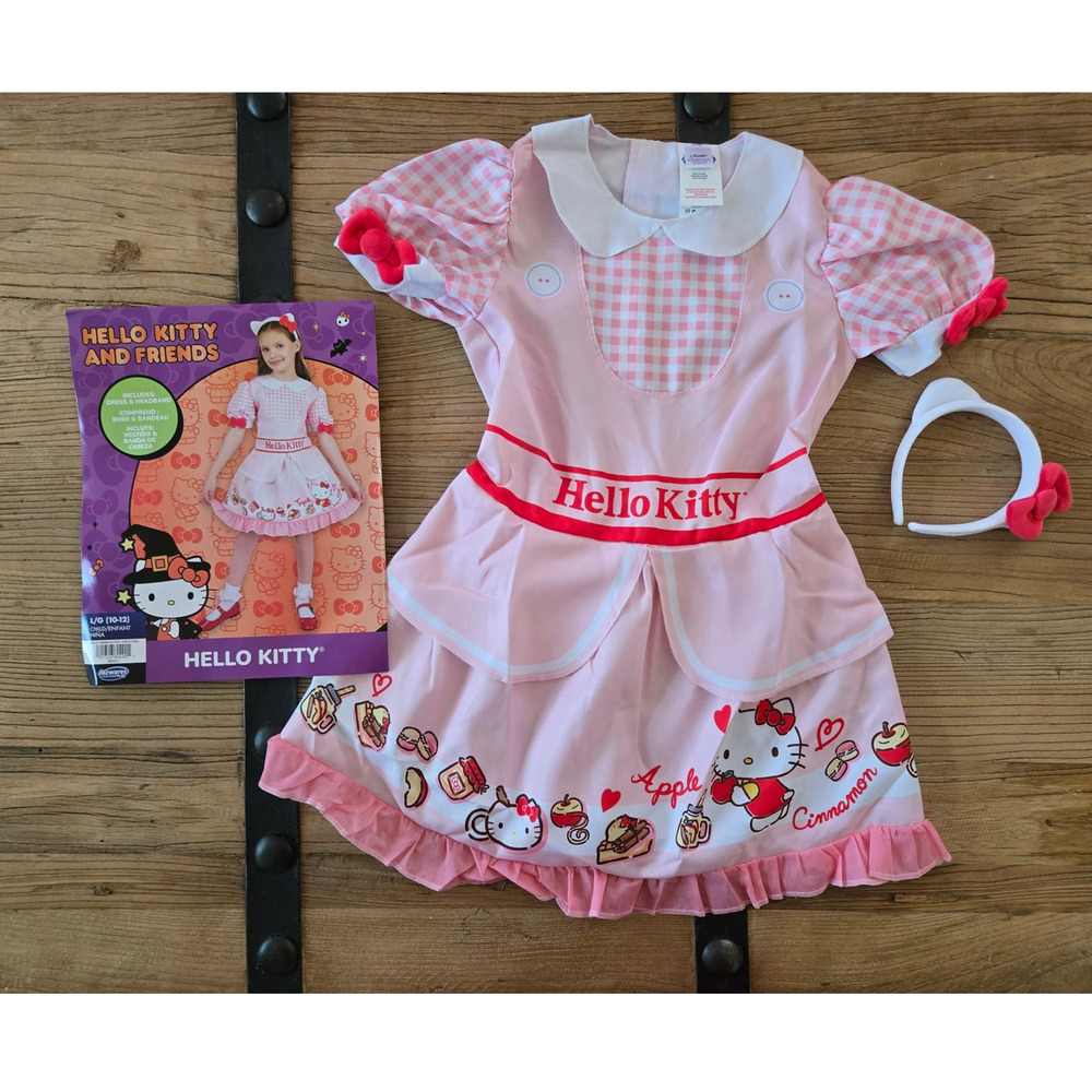 Jazwares Licensed Girl's Classic Hello Kitty Pink Costume Dress SZ L New